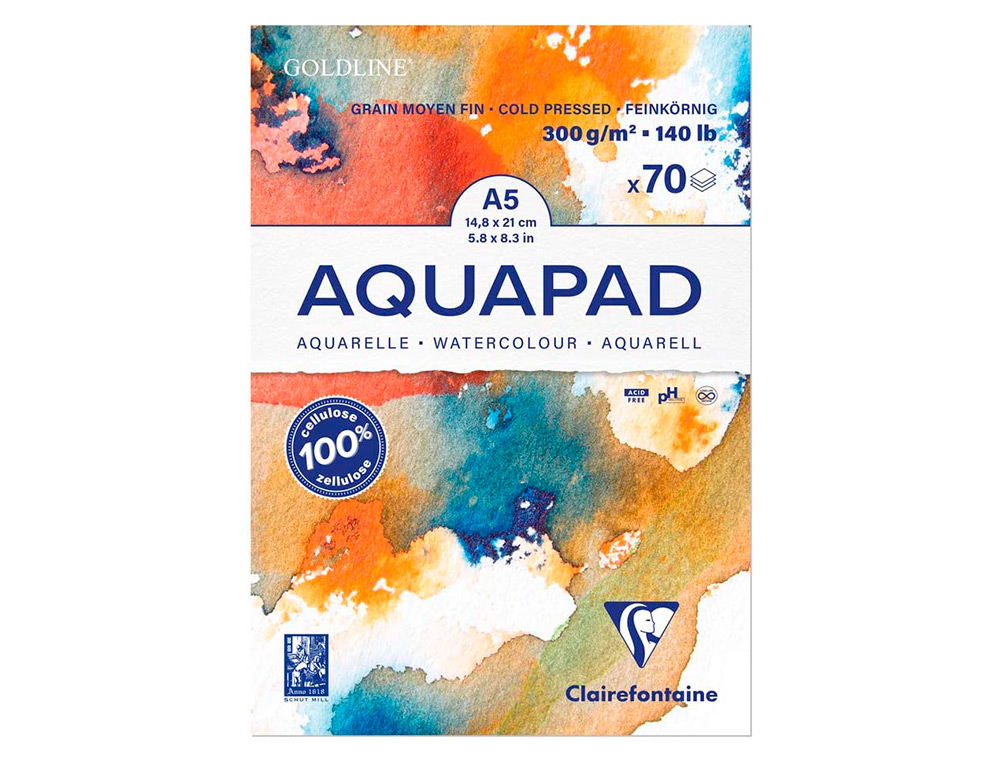 BLOC DE PAPIER DESSIN AQUARELLE GOLDLINE A5 300GR   70F