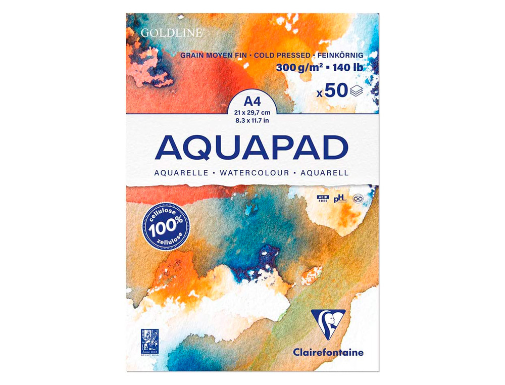 BLOC DE PAPIER DESSIN AQUARELLE GOLDLINE A4 300GR   50F