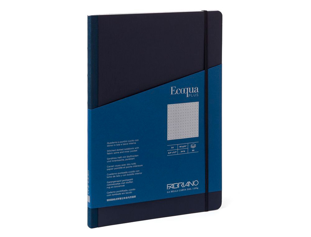 CARNET EQ PLUS FABRIANO A5 LIGN E BLEU MARINE 90G 80F