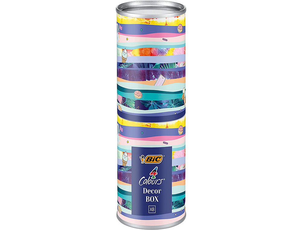 STYLO-BILLE BIC POINTE MOYENNE 1,0MM LOT DE 8 STYLOS COULEURS ASSORTIS BOITE CADEAU