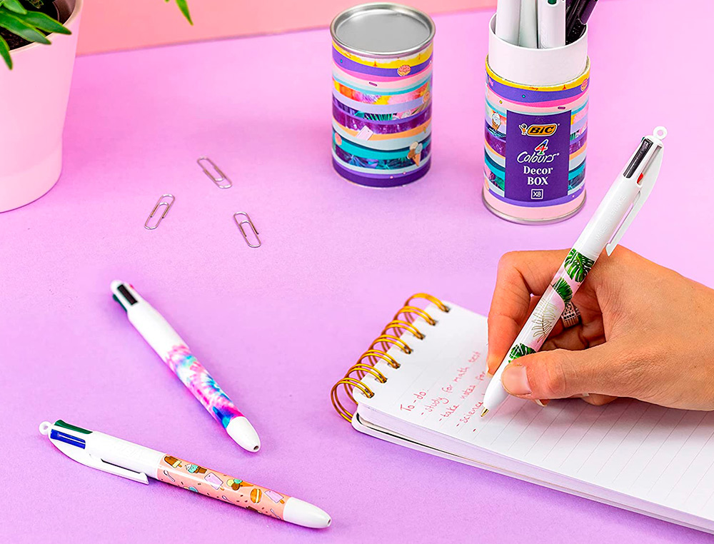 STYLO-BILLE BIC POINTE MOYENNE 1,0MM LOT DE 8 STYLOS COULEURS ASSORTIS BOITE CADEAU