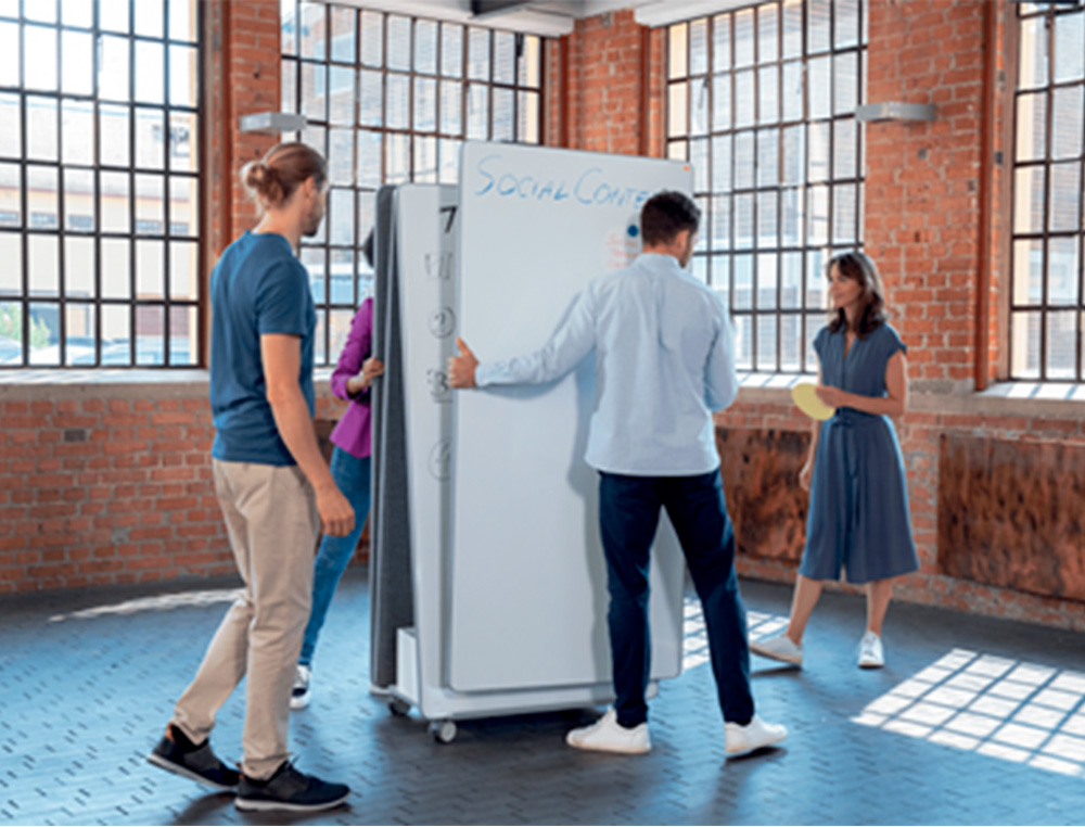 TABLEAU PORTABLE ESSELTE MAGNETIQUE DOUBLE FACE MOVE & MEET  BLANC TOUR ORANGE       1800X900MM