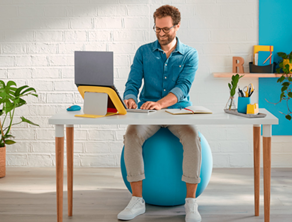 BALLON D'ASSISE ERGONOMIQUE LEITZ ERGO COSY ACTIVE BLEU   65CM DIAMETRE