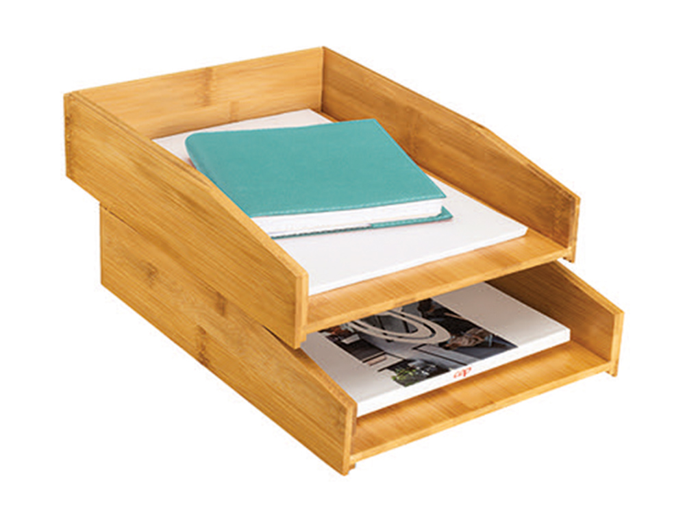 CORBEILLE COURRIER CEP BAMBU SUPERPOSABLE VERTICALE/ ESCALIER 34OX252X75MM SET 2 UNIT S
