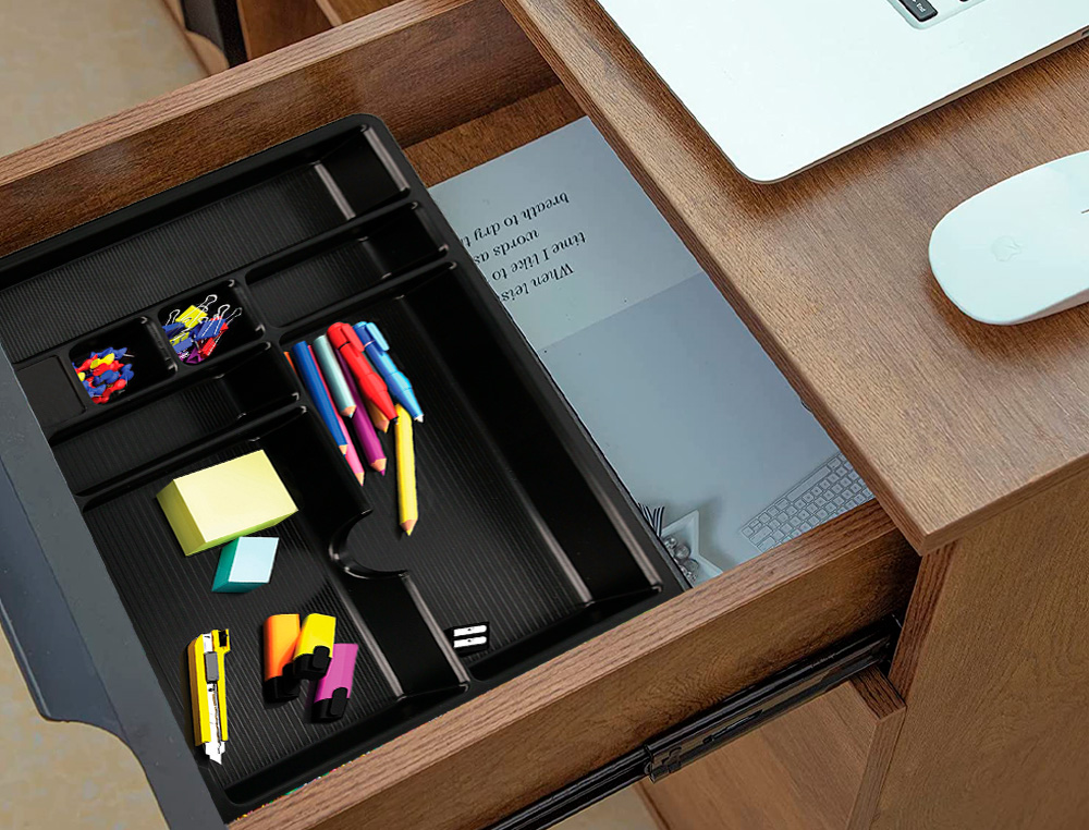 ORGANISATEUR TIROIR Q-CONNECT AMOVIBLE 364X225X21 MM COLORIS NOIR