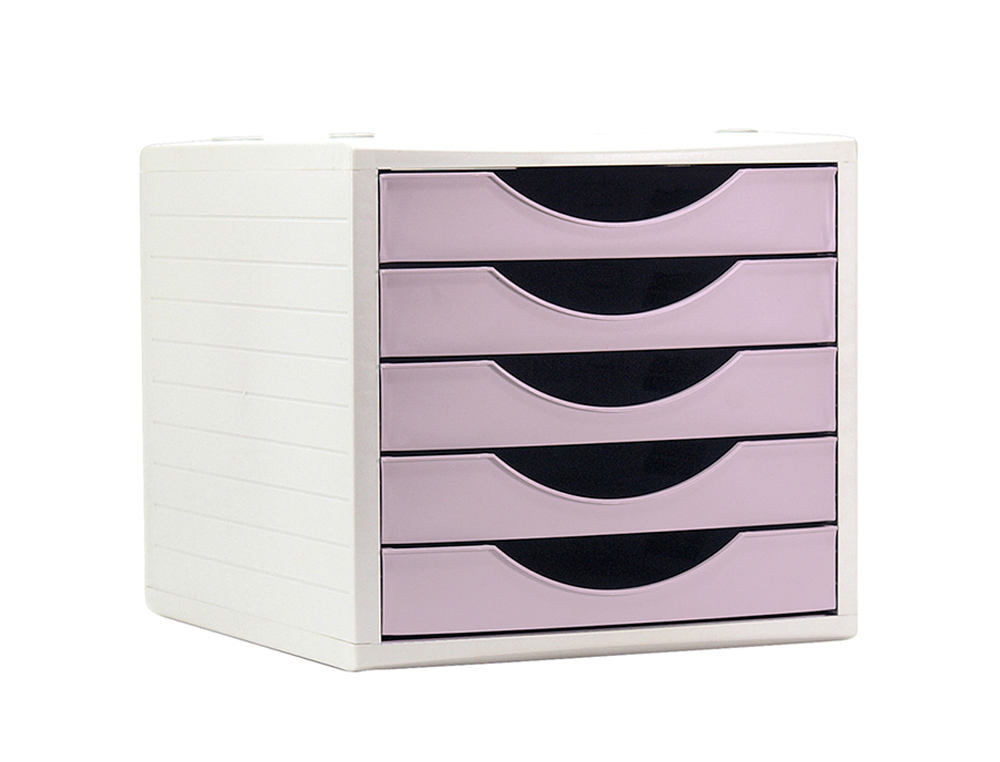 MODULE DE CLASSMENT Q-CONNECT 5 TIROIRS COLORIS ROSE PASTEL 270X340X260 MM