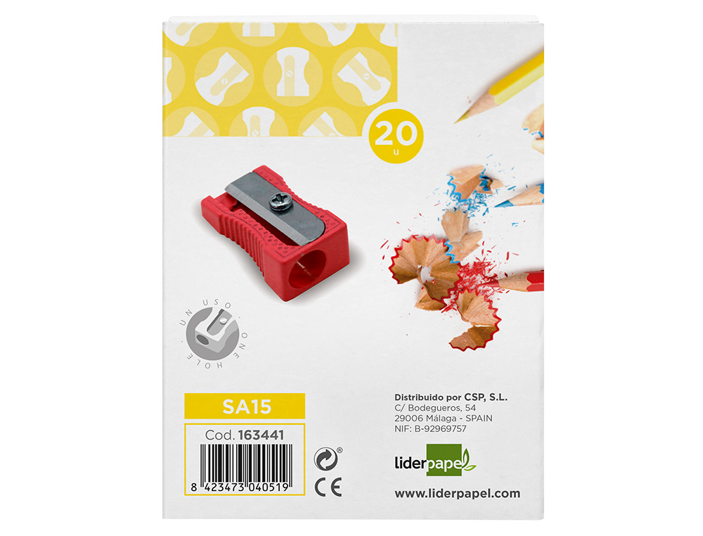 TAILLE-CRAYON LIDERPAPEL METALLIQUE 1 USAGE COLORIS    ROUGE