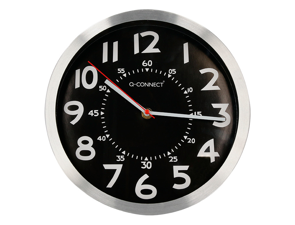 HORLOGE Q-CONNECT MURALE METALLIQUE MOUVEMENT SILENCIEUX DIAMETRE 25 CM COLORIS CHROME