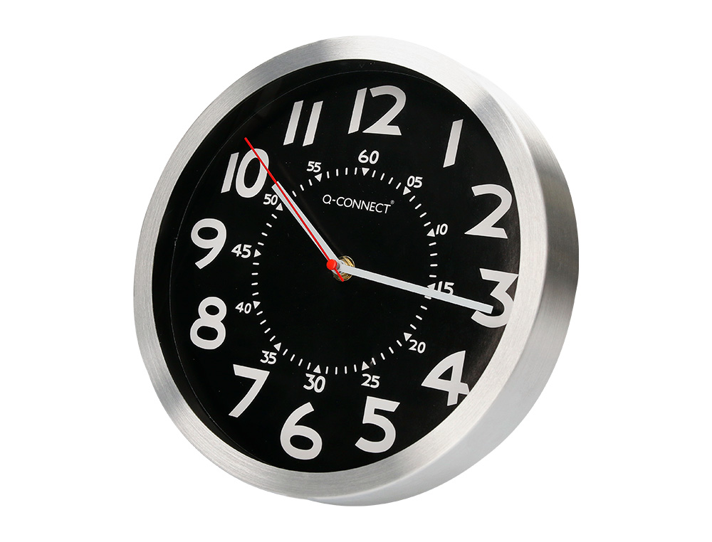 HORLOGE Q-CONNECT MURALE METALLIQUE MOUVEMENT SILENCIEUX DIAMETRE 25 CM COLORIS CHROME