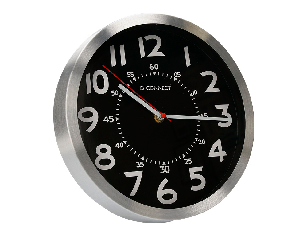 HORLOGE Q-CONNECT MURALE METALLIQUE MOUVEMENT SILENCIEUX DIAMETRE 25 CM COLORIS CHROME