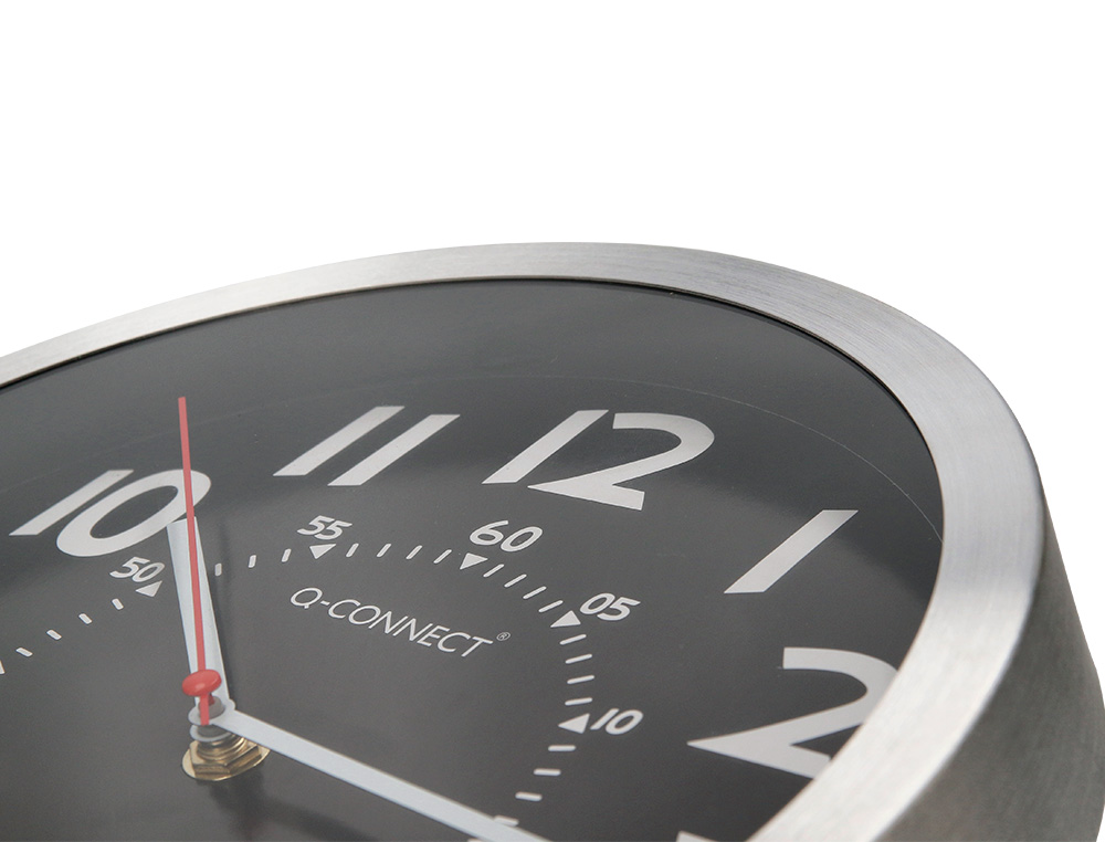 HORLOGE Q-CONNECT MURALE METALLIQUE MOUVEMENT SILENCIEUX DIAMETRE 25 CM COLORIS CHROME
