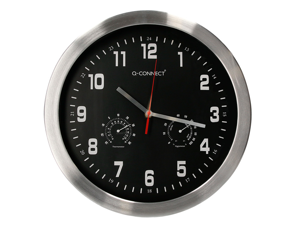 HORLOGE Q-CONNECT MURALE METALLIQUE MOUVEMENT          SILENCIEUX DIAMETRE 35 CM     COLORIS NOIR