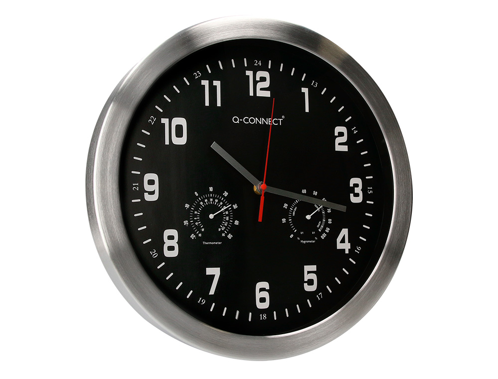 HORLOGE Q-CONNECT MURALE METALLIQUE MOUVEMENT          SILENCIEUX DIAMETRE 35 CM     COLORIS NOIR