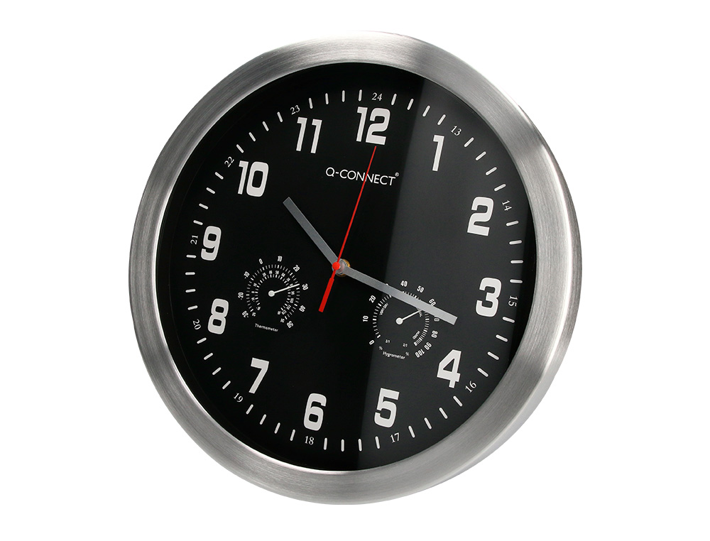 HORLOGE Q-CONNECT MURALE METALLIQUE MOUVEMENT          SILENCIEUX DIAMETRE 35 CM     COLORIS NOIR