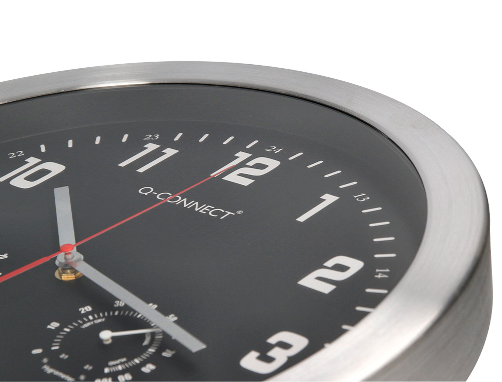 HORLOGE Q-CONNECT MURALE METALLIQUE MOUVEMENT          SILENCIEUX DIAMETRE 35 CM     COLORIS NOIR