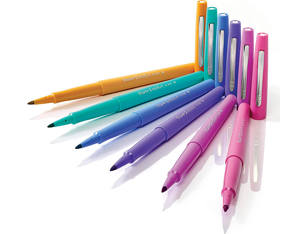 FEUTRE ECRITURE PAPER MATE FLAIR TROPICAL POINTE MOYENNE 0,7MM ENCRES ASSORTIES BLISTER 8 COULEURS