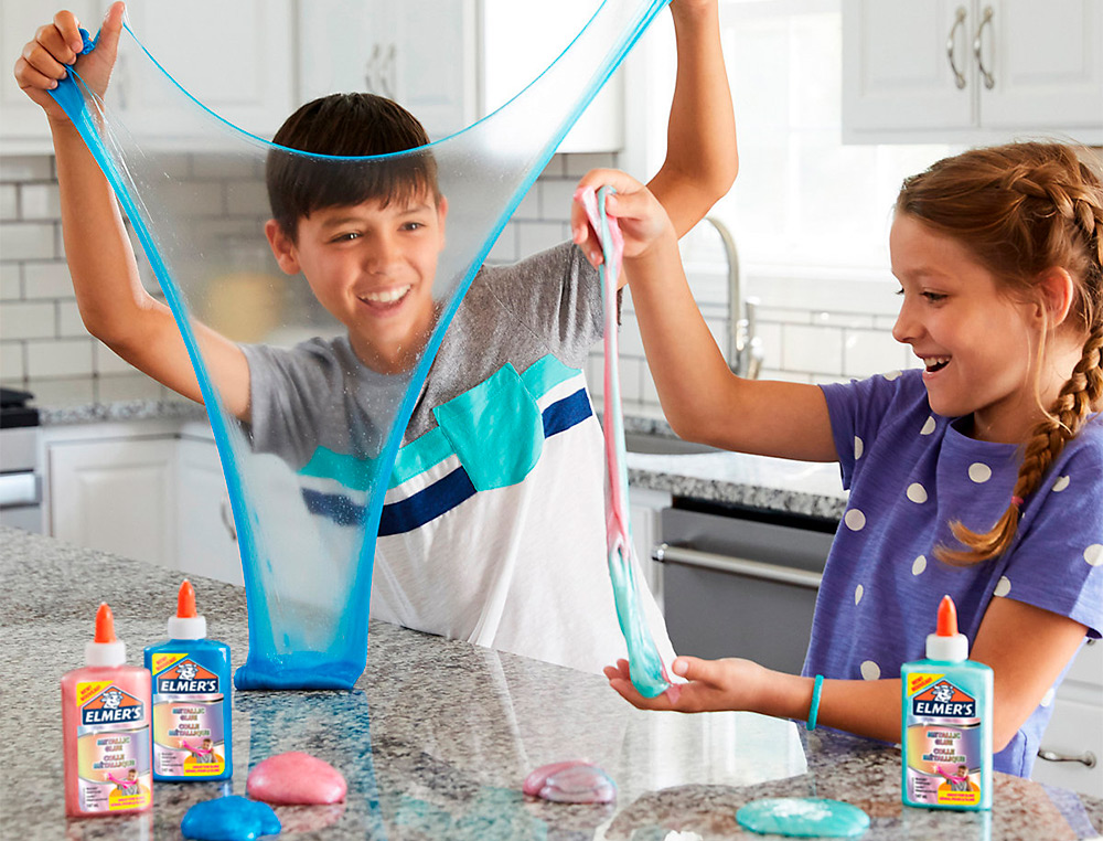 KIT POUR SLIME NACRE ELMER'S COLLE PVA NACREE/ LIQUIDE MAGIQUE /ACTIVATEUR DE SLIME INCLUS COLORIS BLEU ET ROSE