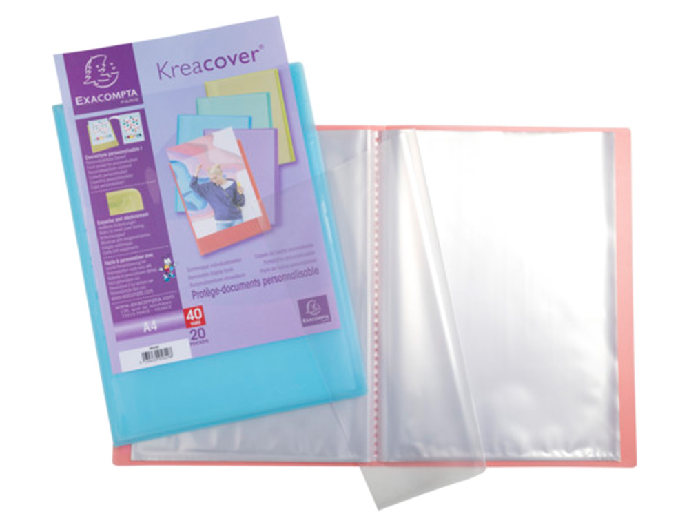 PORTE-DOCUMENTS EXACOMPTA KREACOVER A4 POLYPROPYLENE    100VUES ASSORTIMENT PASTEL