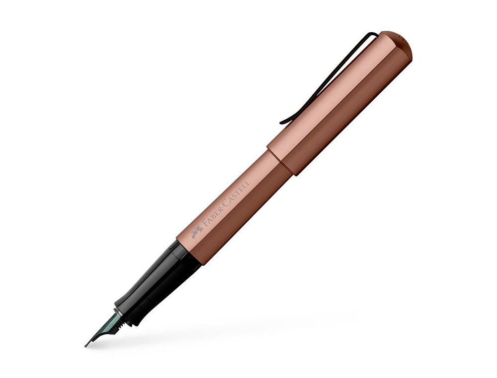 STYLO-PLUME FABER CASTELL HEXO POINTE MOYENNE EN ACIER  INOXIDABLE BRONZE