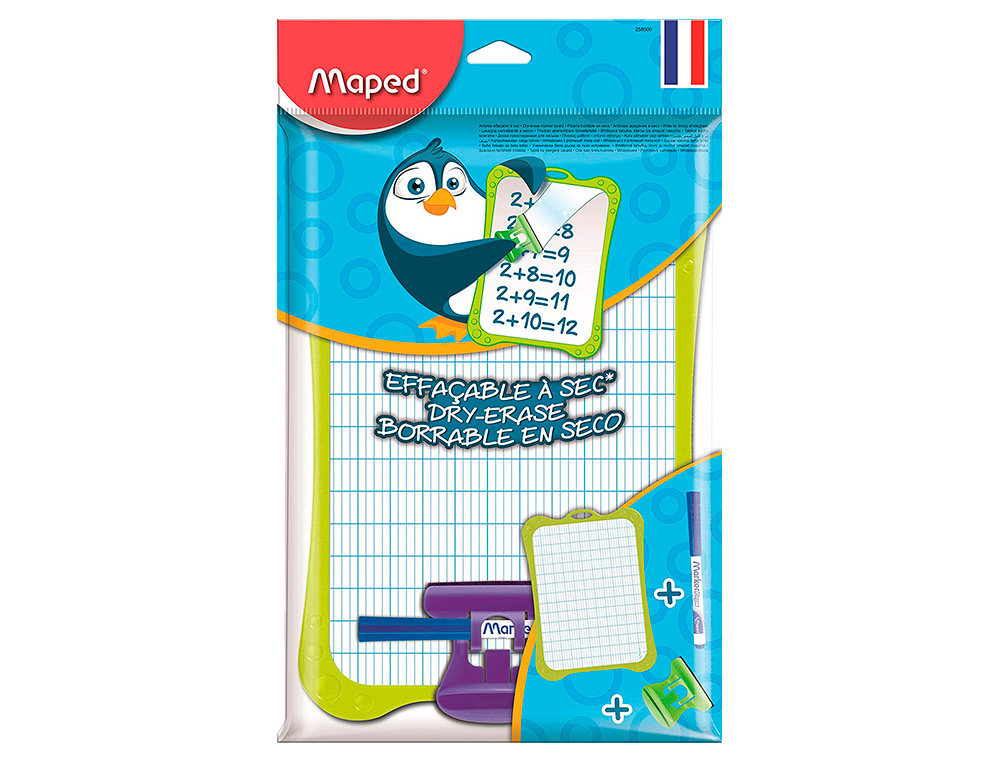 ARDOISE BLANCHE MAPED 1 FACE UNI ET 1 FACE SEYES 1 FEUTRE  1 BROSSE 1 SACHET BROCHABLE