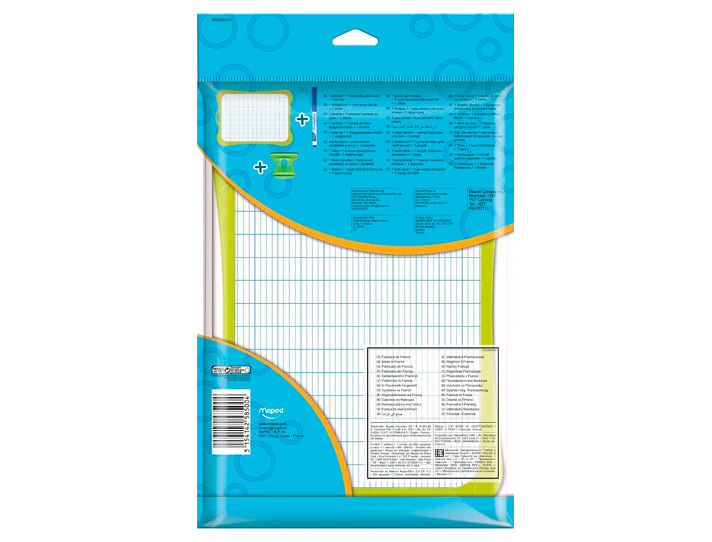 ARDOISE BLANCHE MAPED 1 FACE UNI ET 1 FACE SEYES 1 FEUTRE  1 BROSSE 1 SACHET BROCHABLE