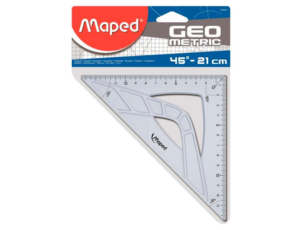 EQUERRE MAPED GEOMETRIQUE EN PLASTIQUE RECICLE 45 HYPOTENUSE 21CM