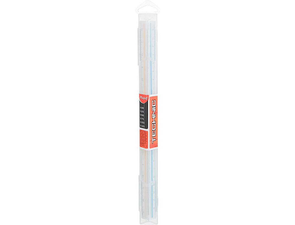 REGLE A ECHELLES MAPED ABS 1COULEUR SUR CHAQUE FACE ETUI DE PROTECTION 1/20 - 1/25 -   1/50 - 1/75 - 1/100 - 1/125