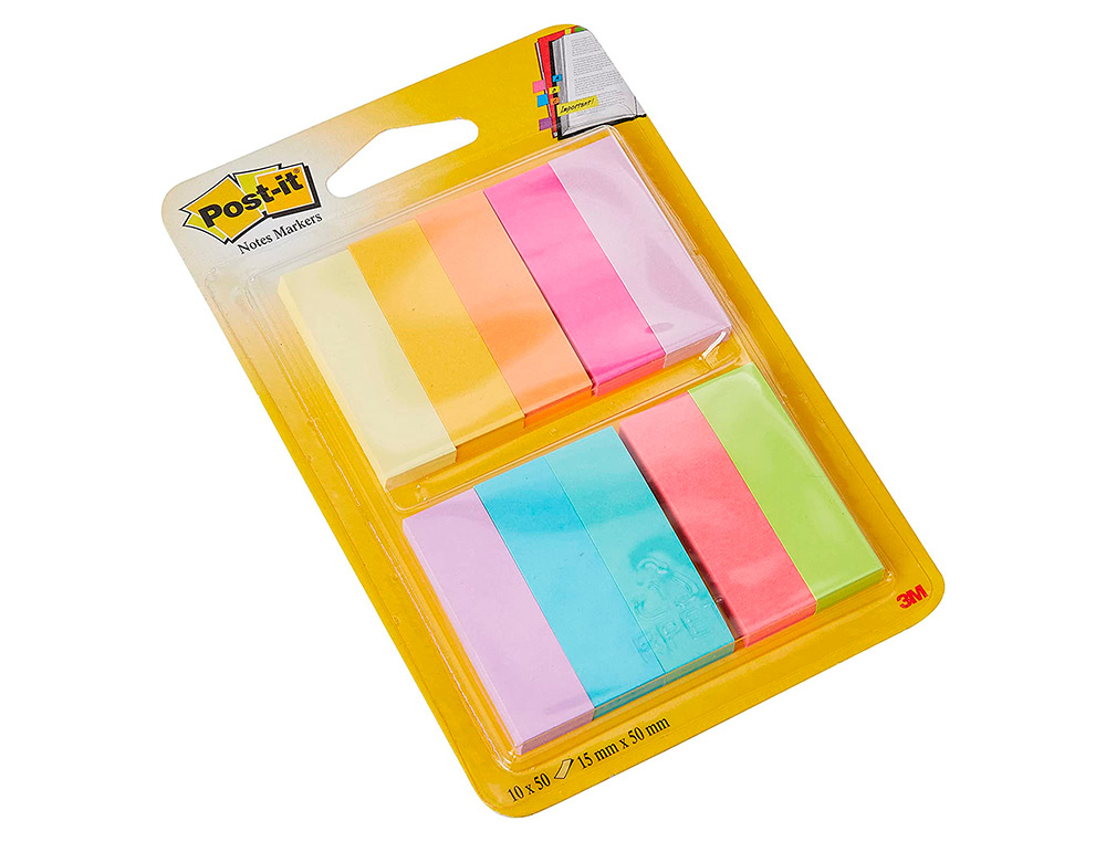 MARQUE-PAGES EN PAPIER POST-IT  10 BLOCS X 50        FEUILLES 15X50MM COLORIS      ASSORTIS