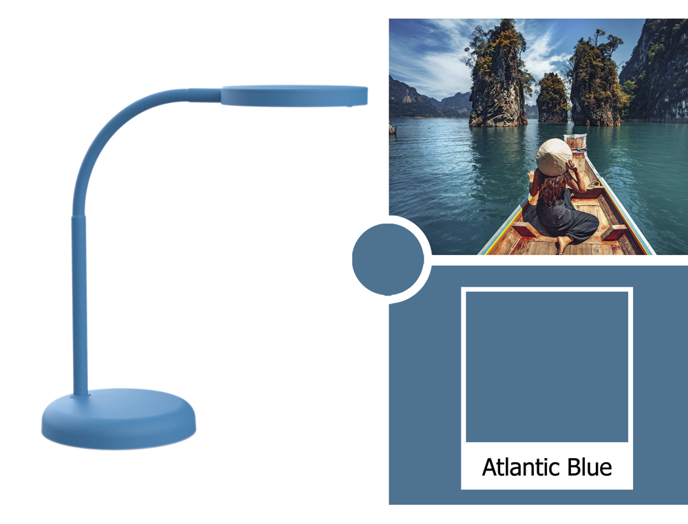LUMINAIRE BUREAU MAULJOY LED HAUTEUR 33,5CM BRAS 35,8CM TETE DIAMETRE 11,8CM COLORIS BLEU