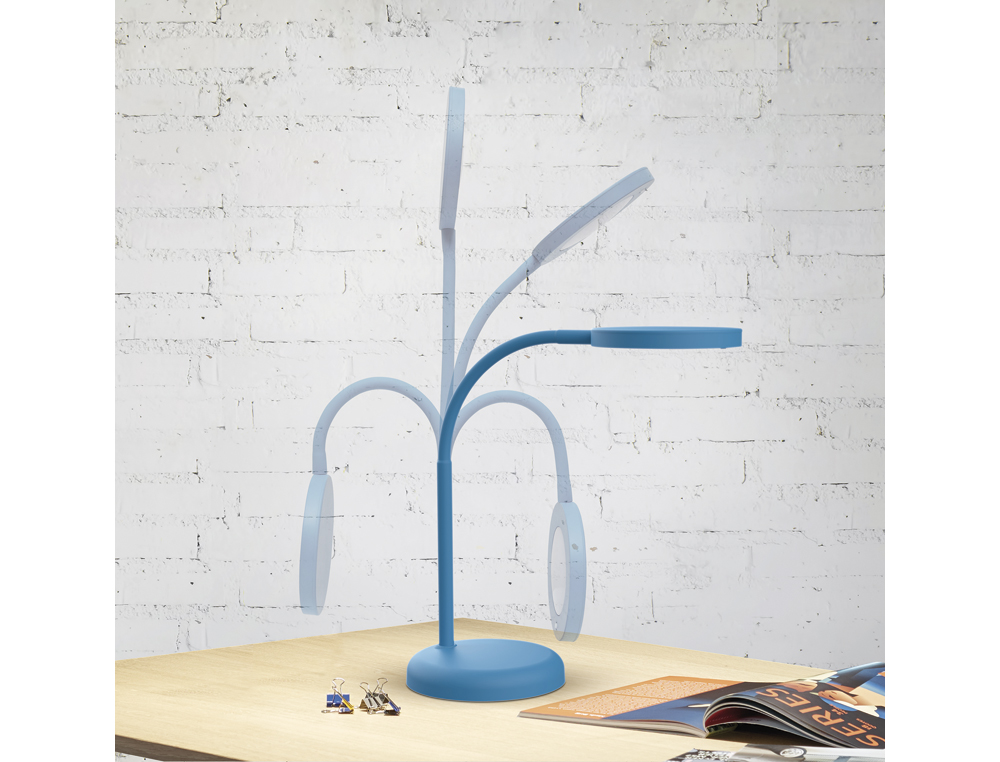 LUMINAIRE BUREAU MAULJOY LED HAUTEUR 33,5CM BRAS 35,8CM TETE DIAMETRE 11,8CM COLORIS BLEU