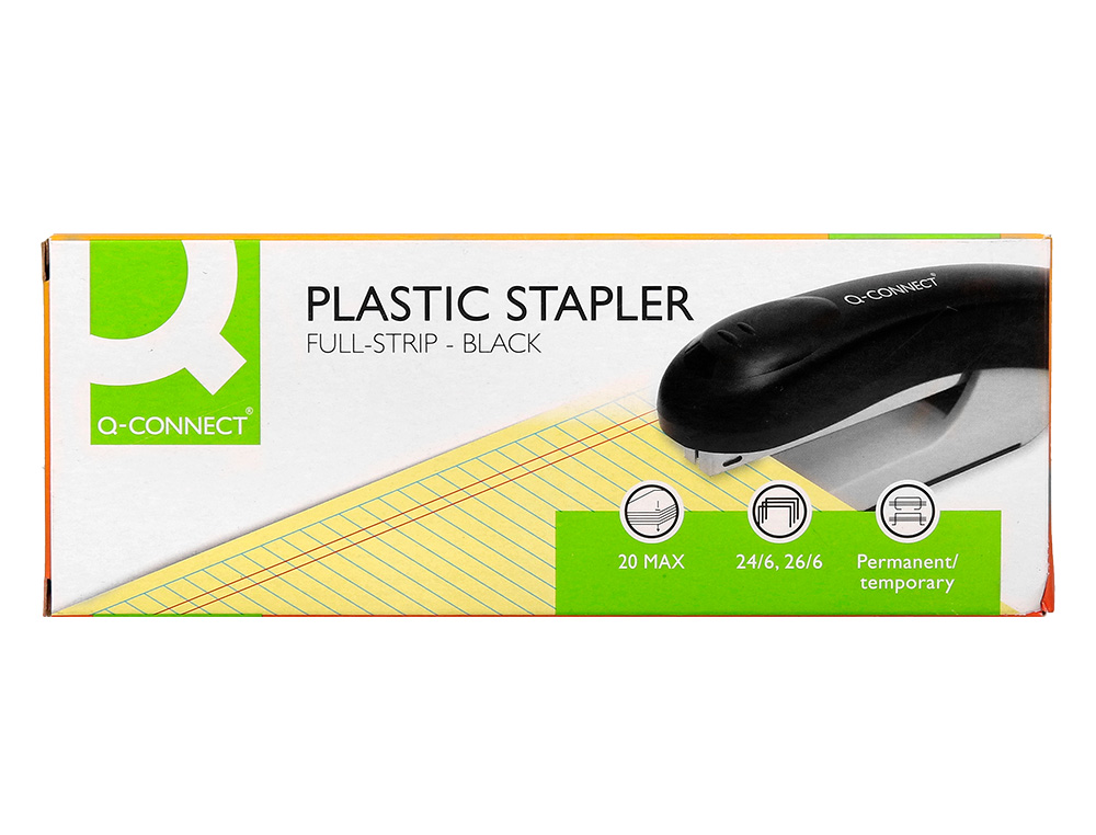 AGRAFEUSE BUREAU Q-CONNECT KF14207 PLASTIQUE ABS         CAPACITE 20 FEUILLES COLORIS  NOIR