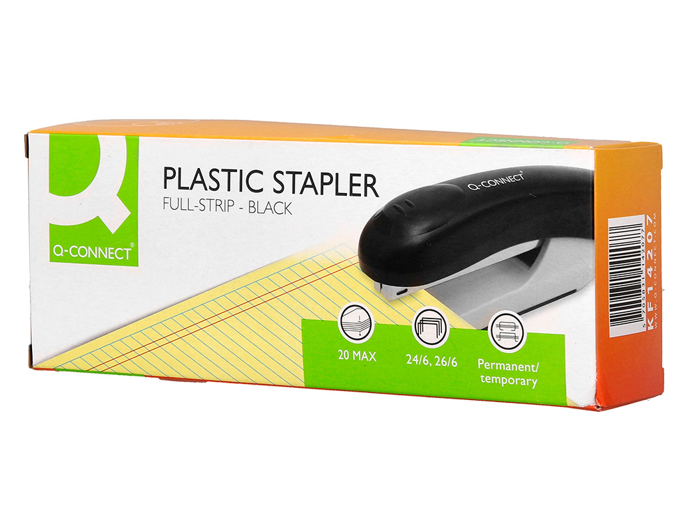 AGRAFEUSE BUREAU Q-CONNECT KF14207 PLASTIQUE ABS         CAPACITE 20 FEUILLES COLORIS  NOIR