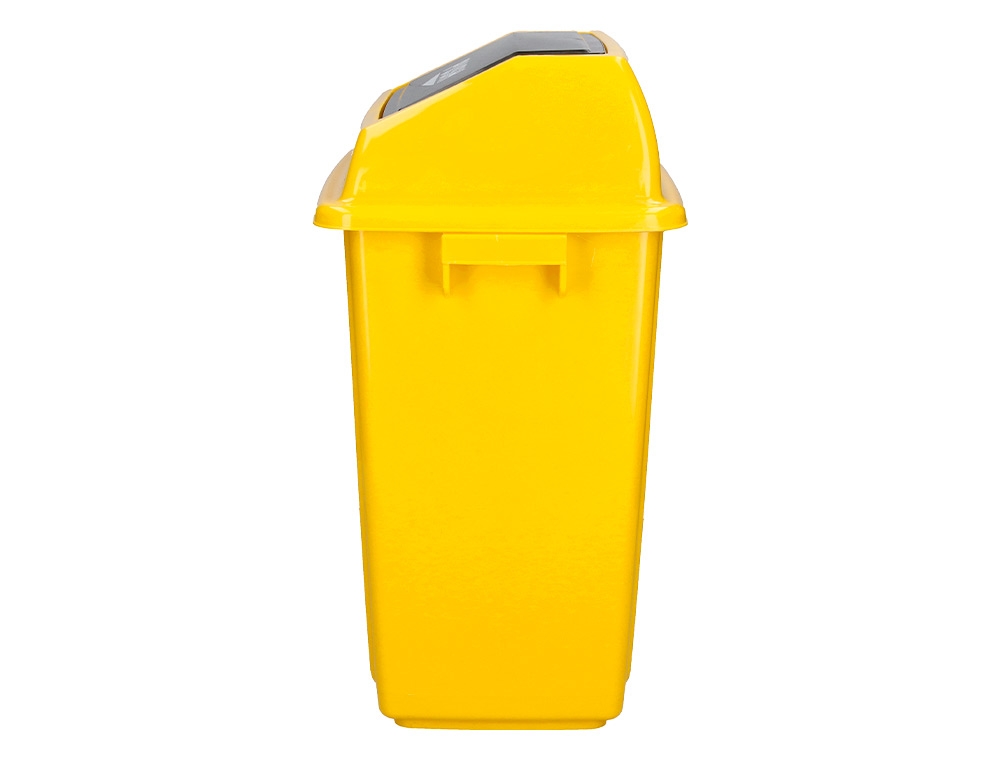 POUBELLE Q-CONNECT PLASTIQUE COUVERCLE BASCULANT 58L       470X330X760MM COLORIS JAUNE