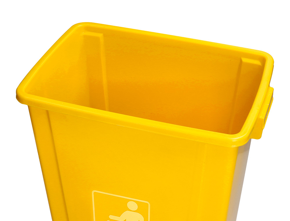 POUBELLE Q-CONNECT PLASTIQUE COUVERCLE BASCULANT 58L       470X330X760MM COLORIS JAUNE