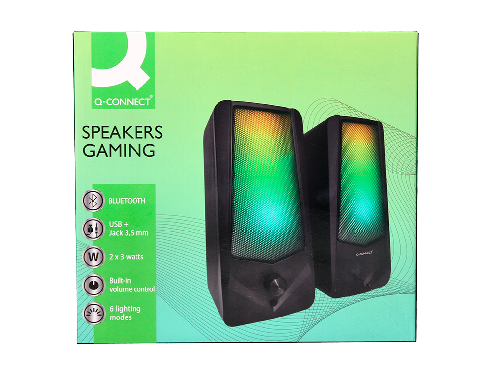 HAUT-PARLEURS Q-CONNECT GAMING BLUETOOTH LUMIERE RVB PUISSANCE MAXIMALE 2X3W CONTROLE DU VOLUME COLORIS