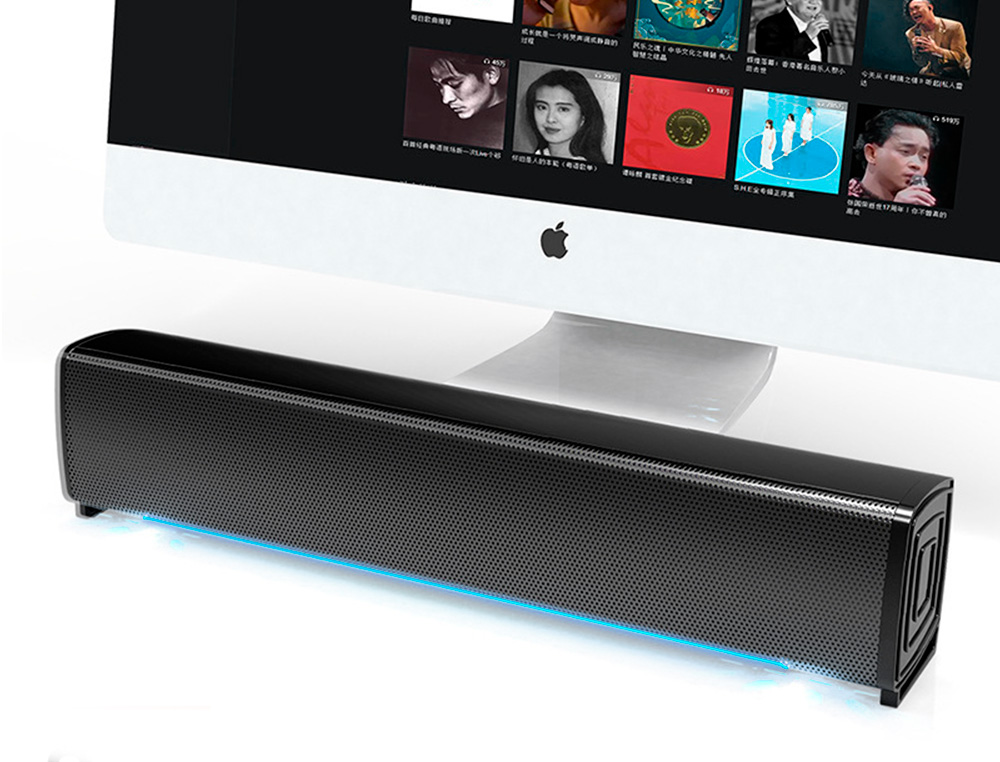 BARRE DE SON Q-CONNECT POUR ORDINATEUR AVEC LUMIERE LED COLORIS NOIR