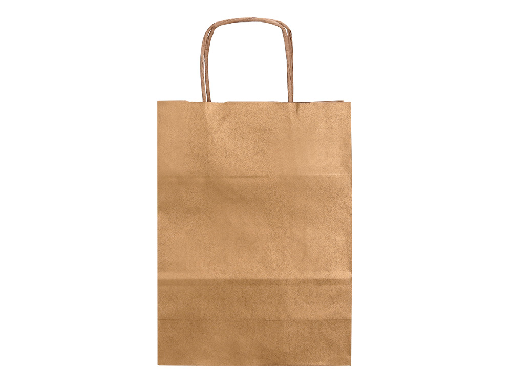 SAC PAPIER Q-CONNECT KRAFT NATUREL LISSE XS ANSE         TORSADEE 180X240X80MM