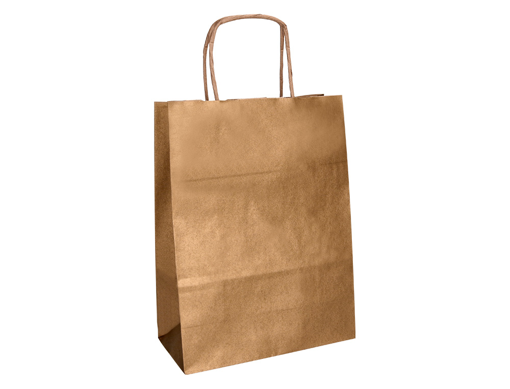 SAC PAPIER Q-CONNECT KRAFT NATUREL LISSE XS ANSE         TORSADEE 180X240X80MM