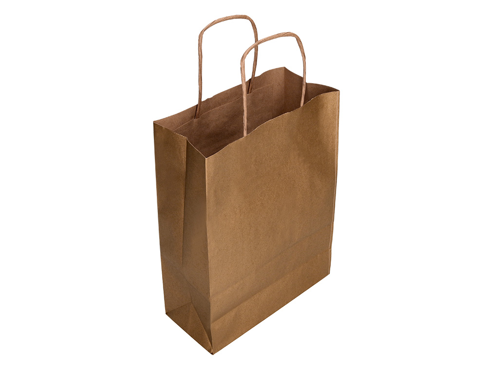 SAC PAPIER Q-CONNECT KRAFT NATUREL LISSE XS ANSE         TORSADEE 180X240X80MM