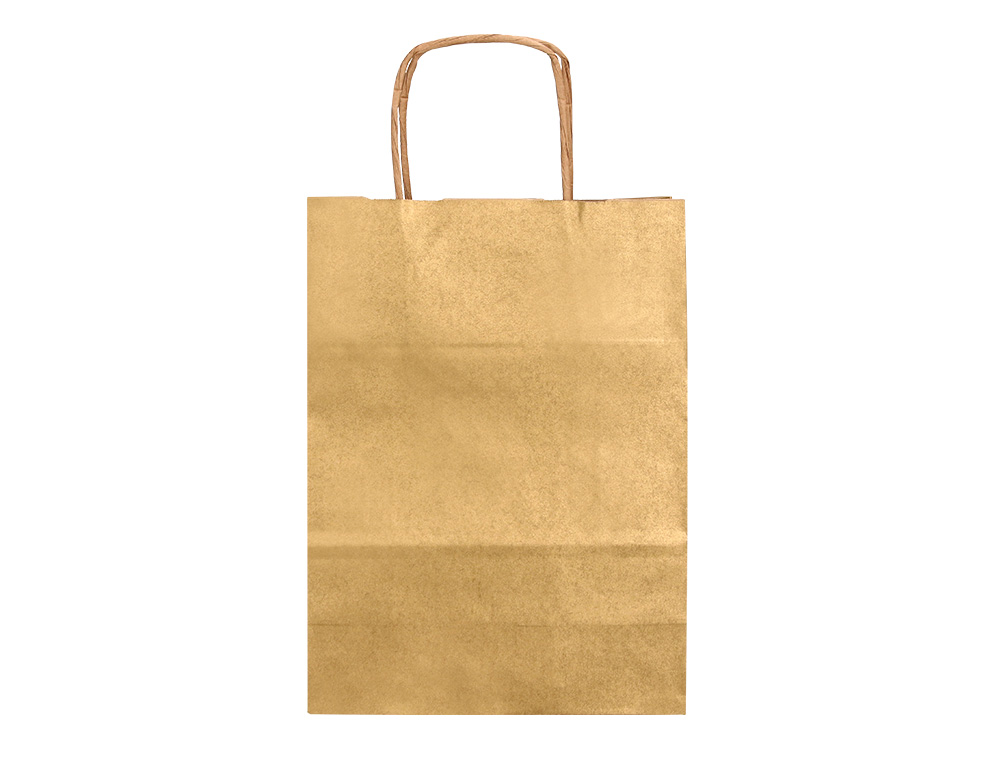 SAC PAPIER Q-CONNECT KRAFT LISSE XS ANSE TORSADEE 180X240X80MM COLORIS OR