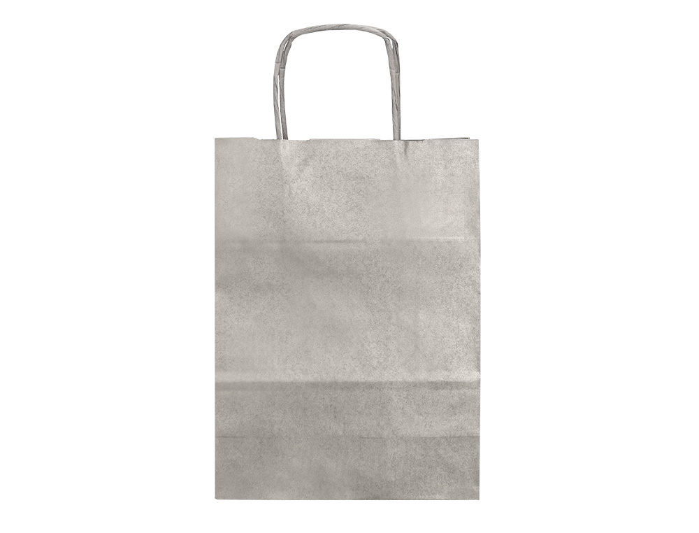 SAC PAPIER Q-CONNECT KRAFT LISSE XS ANSE TORSADEE        180X240X80MM COLORIS ARGENT