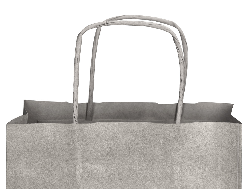 SAC PAPIER Q-CONNECT KRAFT LISSE XS ANSE TORSADEE        180X240X80MM COLORIS ARGENT