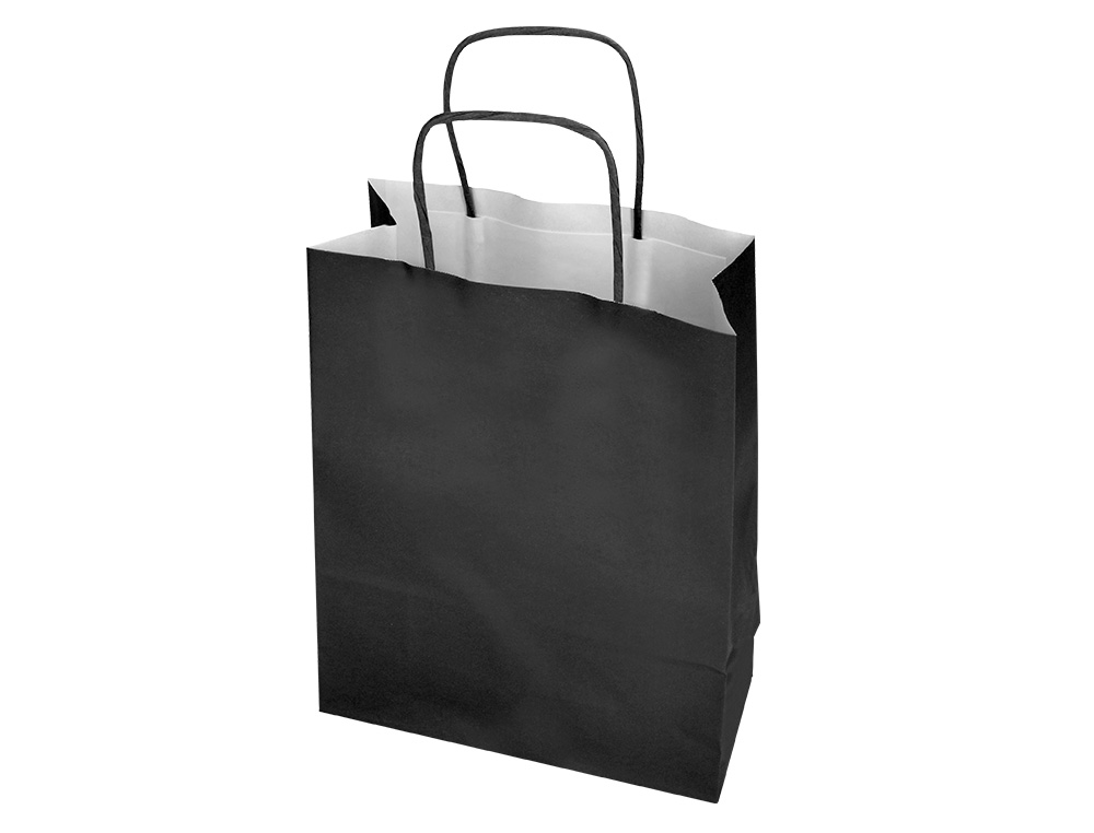 SAC PAPIER Q-CONNECT CELLULOSE XS ANSE TORSADEE    180X240X80MM COLORIS NOIR
