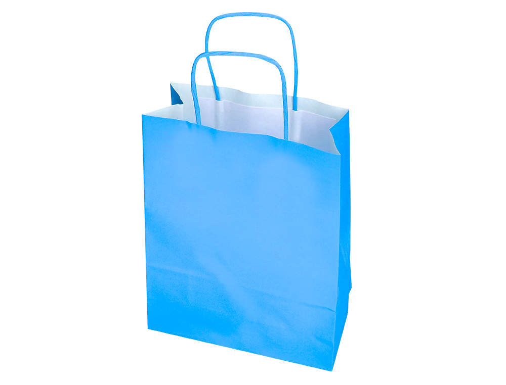 SAC PAPIER Q-CONNECT CELLULOSE S ANSE TORSADEE     240X320X10MM COLORIS BLEU     CIEL