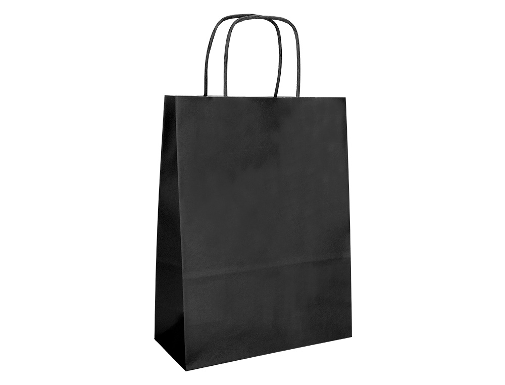 SAC PAPIER Q-CONNECT CELLULOSE M ANSE TORSADEE 270X370X12MM COLORIS NOIR