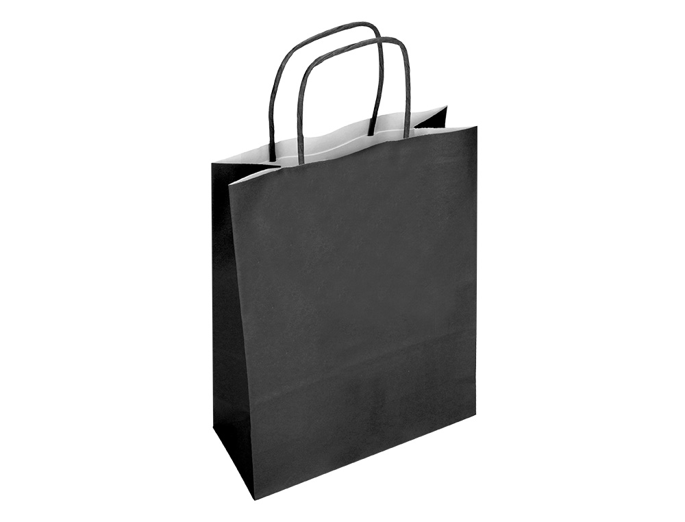 SAC PAPIER Q-CONNECT CELLULOSE M ANSE TORSADEE 270X370X12MM COLORIS NOIR