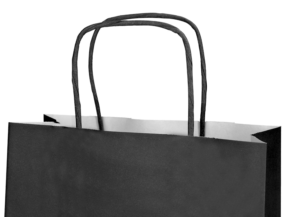SAC PAPIER Q-CONNECT CELLULOSE M ANSE TORSADEE 270X370X12MM COLORIS NOIR