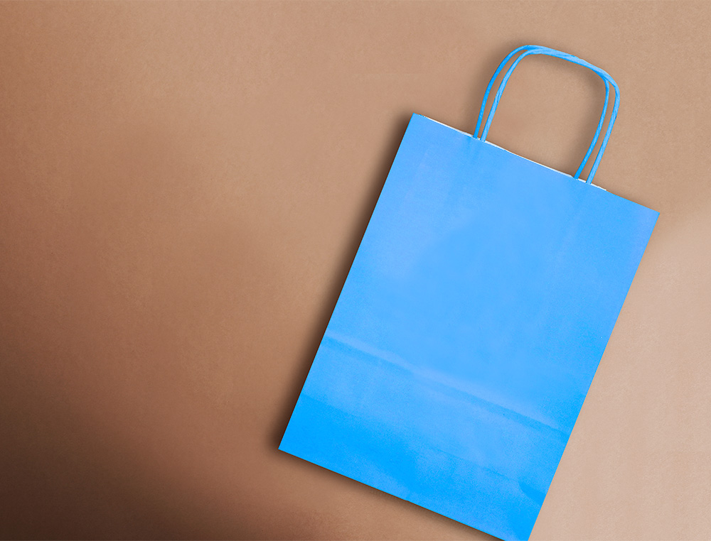 SAC PAPIER Q-CONNECT CELLULOSE M ANSE TORSADEE     270X370X12MM COLORIS BLEU     CIEL