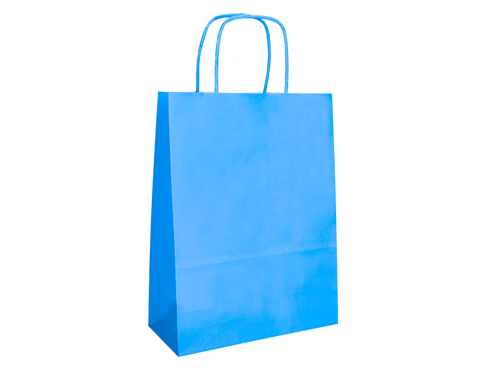 SAC PAPIER Q-CONNECT CELLULOSE M ANSE TORSADEE     270X370X12MM COLORIS BLEU     CIEL
