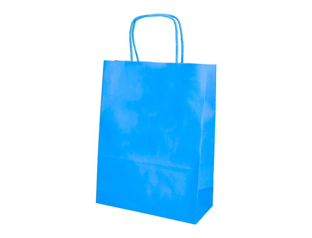 SAC PAPIER Q-CONNECT CELLULOSE M ANSE TORSADEE     270X370X12MM COLORIS BLEU     CIEL